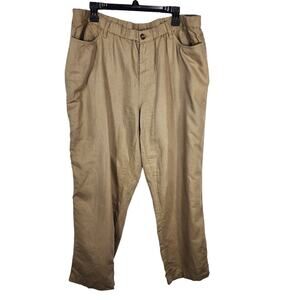 Catherines Womens Pants Size Plus 18W Khaki Tan Linen Blend Straight Leg Relaxed